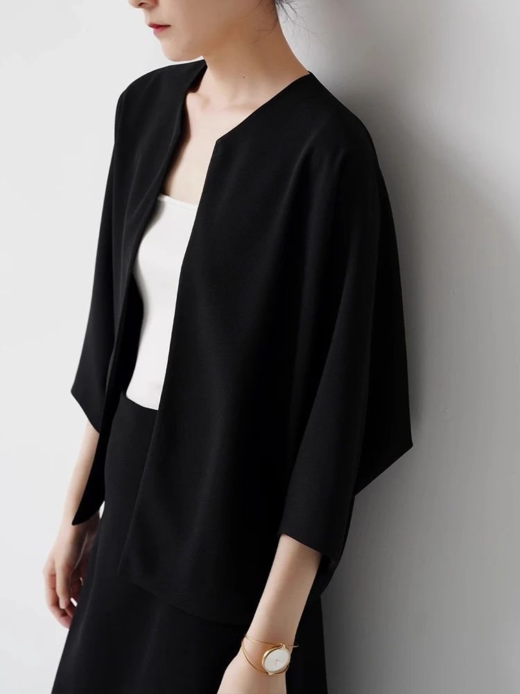 

Женский повседневный кардиган Ele Slimming для поездок на работу, модный, цветной, с открытым передом, свободного кроя, с рукавом 3/4