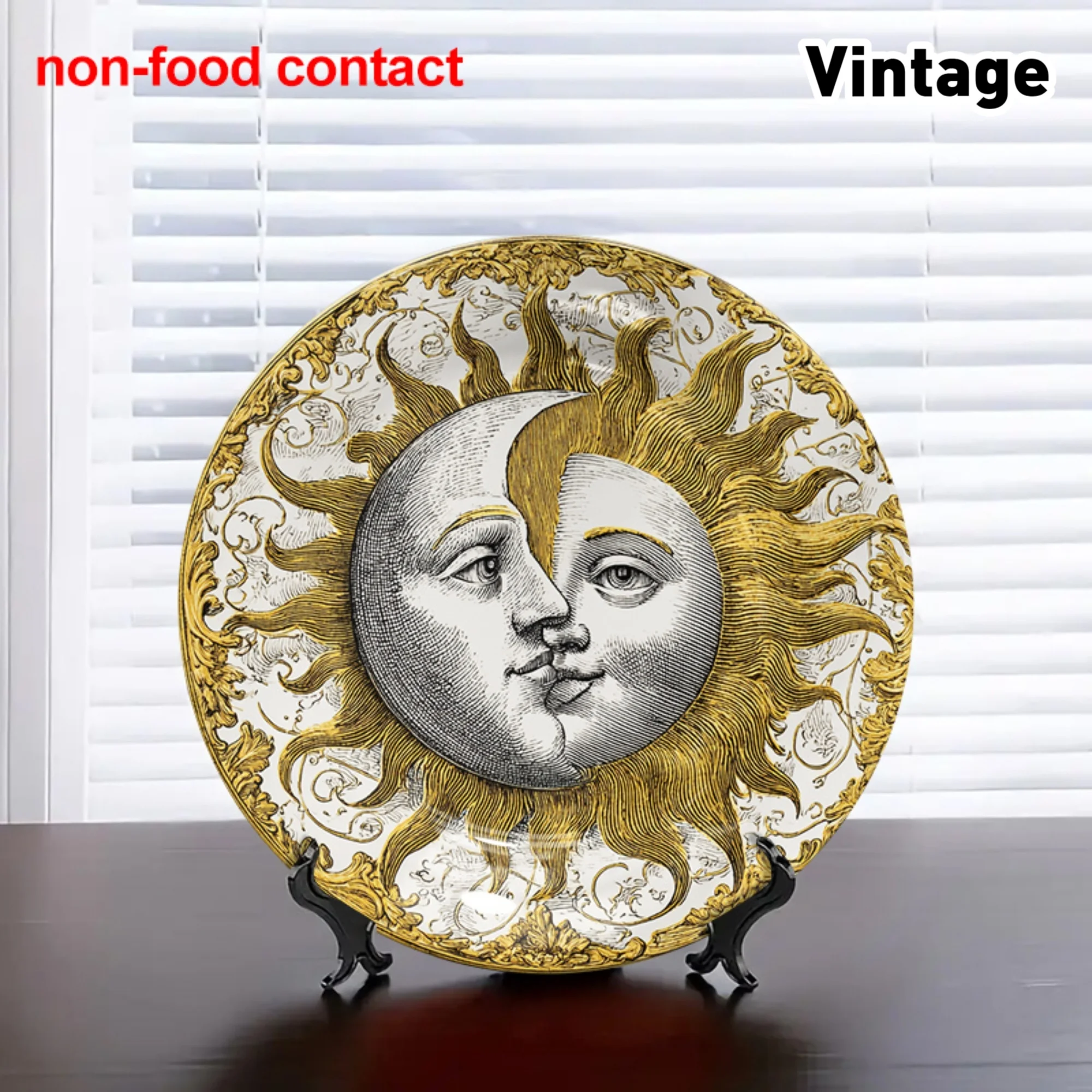 1pc placa decorativa de cerâmica sol e lua, placa de arte de suspensão de parede vintage de 8 Polegada para decoração de casa, presente exclusivo para amigo, moderno