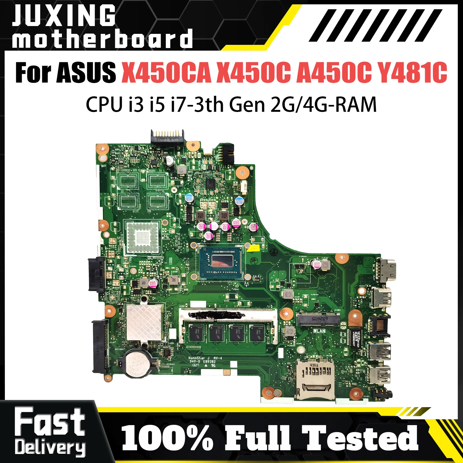 X450CA Mainboard For ASUS X450CC X450C A450C Y481C Laptop Motherboard With CPU i3 i5 i7-3th Gen 2G/4G-RAM 100% Tested OK