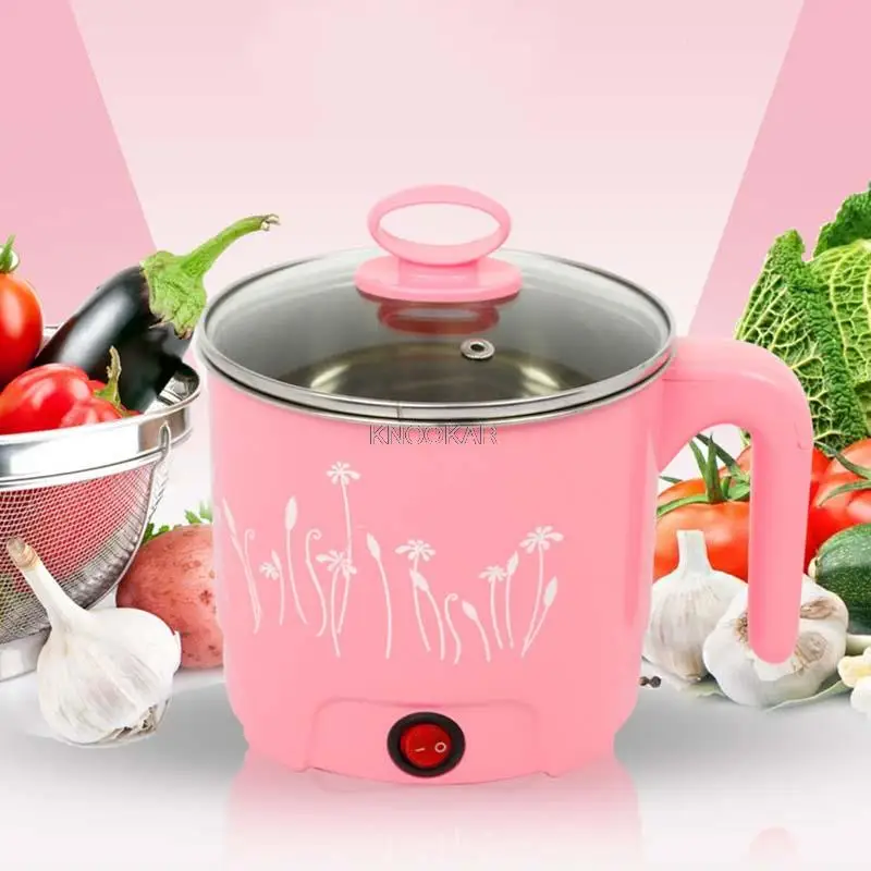 Multifunction Electric Skillet Stainless Steel Hot pot noodles rice Cooker Steamed egg Soup pot MINI heating pan 1.5L EU US