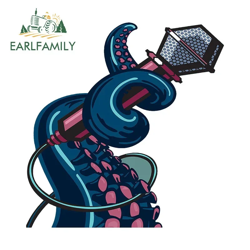 EARLFAMILY 13cm X 12.5cm For Octopus Mic Singing Car Stickers Personality Cute Decals Car Accessories Helmet Surfboard Decor