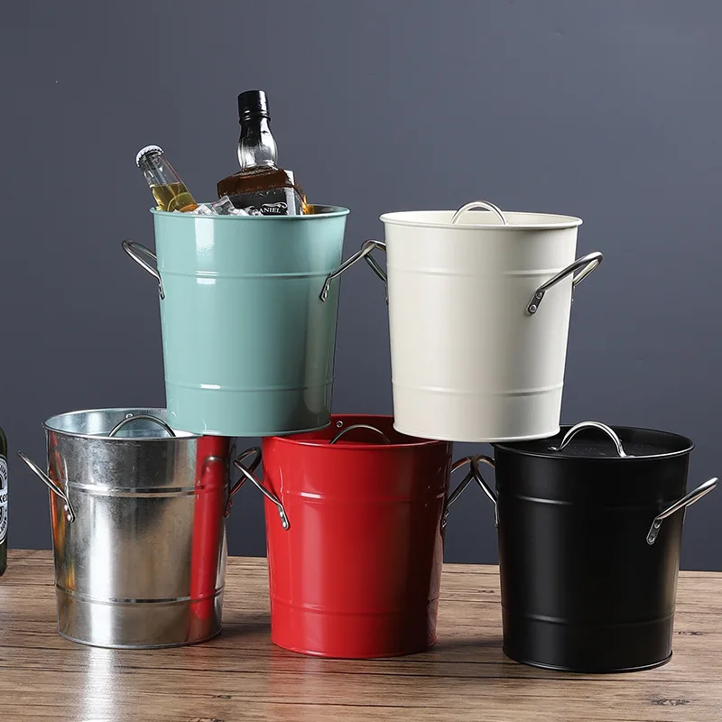 

Iron ice bucket simple home bar beer wine champagne large capacity ice bucket with handle