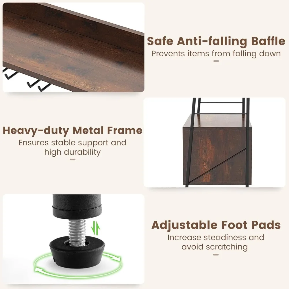 رف تخزين النبيذ ذو 18 زجاجة قائم بذاته مع حامل زجاجي مكون من 15 رفًا ونظام مضاد للإسقاط #6