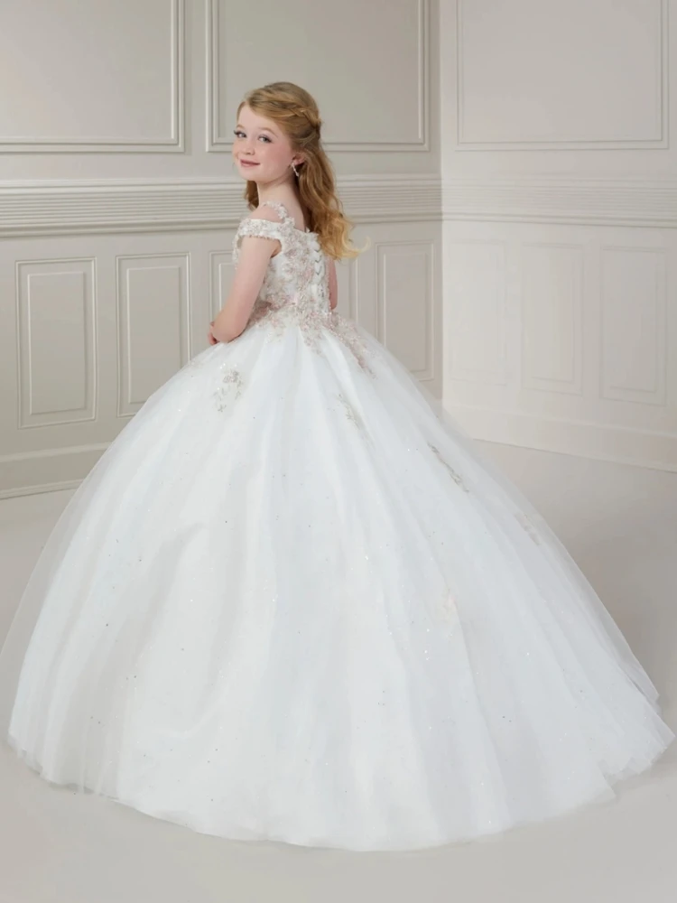 ชุดเดรสดอกไม้สีขาวTulle Gold Floryรูปแบบแขนกุดสําหรับงานแต่งงานวันเกิดParty Holy Communion Gowns