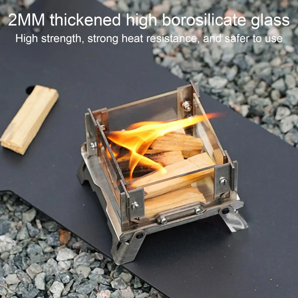 

Mini Outdoor Wood Burning Stove Stainless Steel Camping Stove Hiking Survival Backpacking Picnic BBQ Cooking Wood Burner