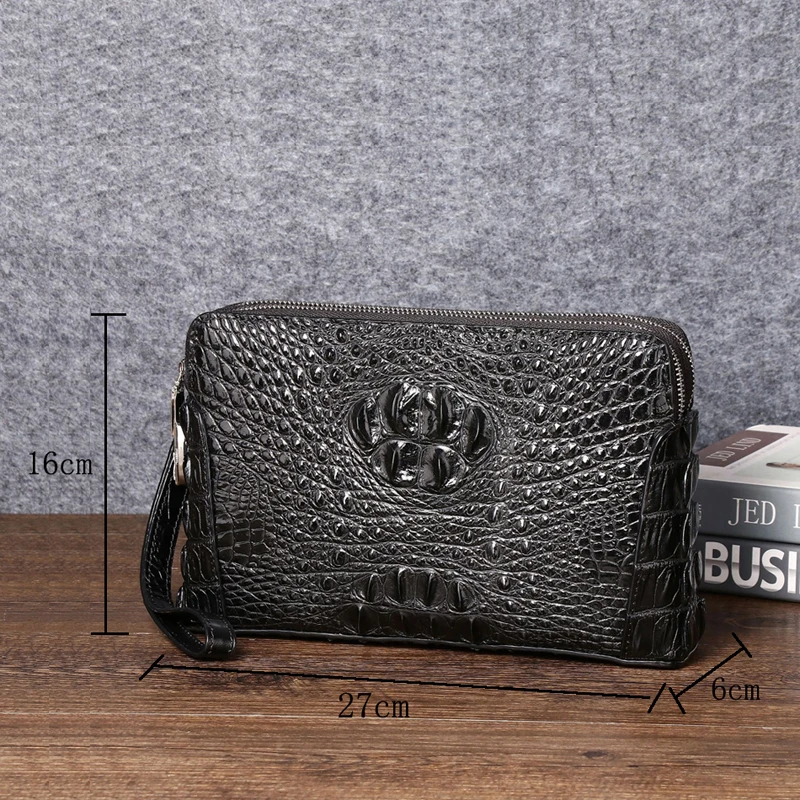 Sac en Cuir de Peau de Crocodile pour Homme, Porte-Documents de Bonne Qualité, Pochette Enveloppe de Grande Capacité