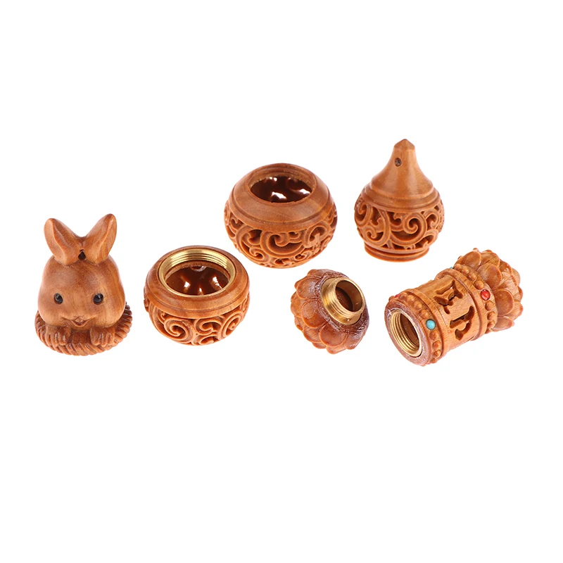 Rabbit Solid Wood Medicine Pill Box Mini Sandalwood Rescue Pill Case Portable Storage Sealed Outdoor First Aid Tool Keychain