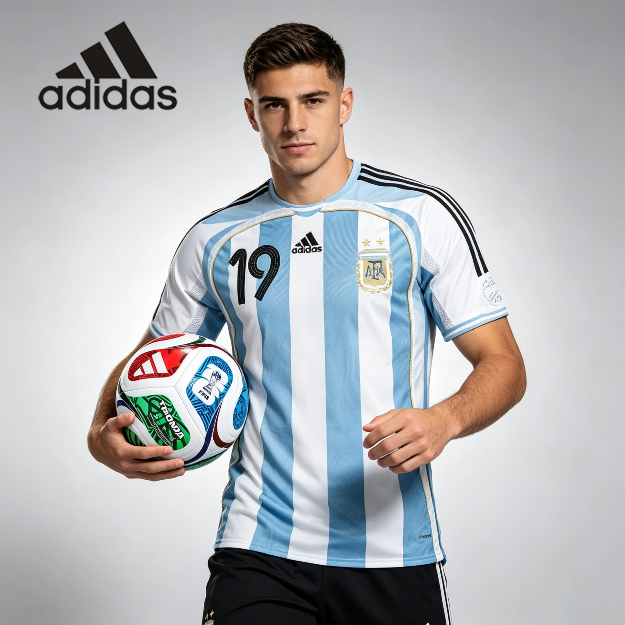Camisa Retro de Torcedor da Argentina 2006 com Messi # Bola de Treinamento de Futebol FIFA Copa do Mundo 2026 Trionda 19+ JN3708+JD8032