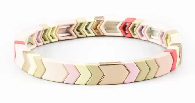 National Wind Set Bracelete Pink Rainbow Bracelet Women Enamel Tile Bracelet Colorful Boho Summer Beach Fashion Jewelry Gift