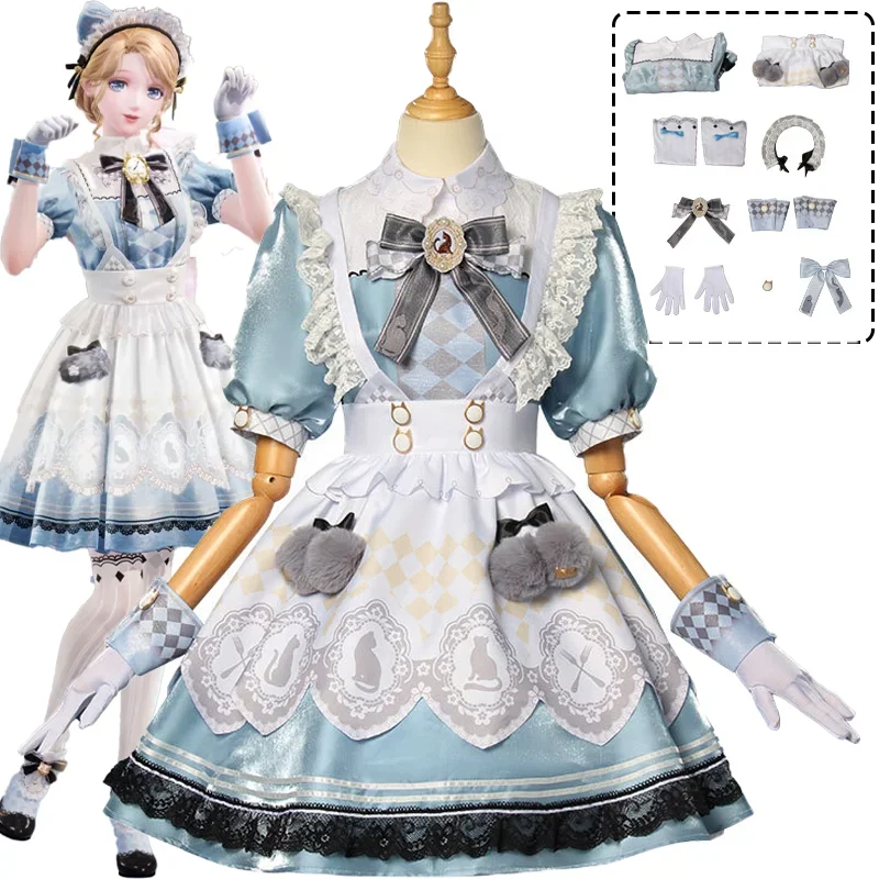 Game Infinity Nikki Cosplay Costume Sweet Tea Party Lolita Blue Dress Cute Girl Women Outfit Holloween Role Play Uniform Suit