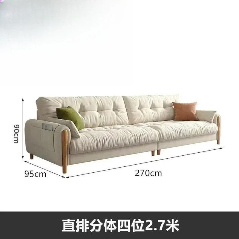 Modern simple 3-seat sofa cotton and linen fabric cat scratch flannel chenille sponge pad