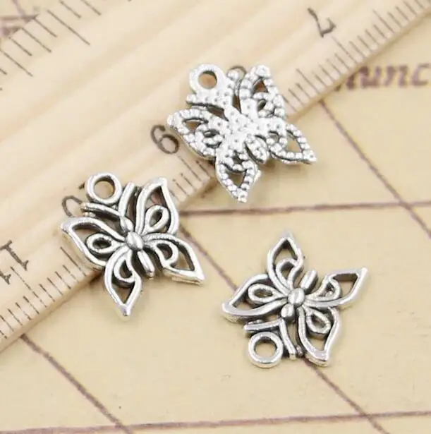 40pcs 14x12mm Alloy Charm Lovely Butterfly Pendant Crafts H1259