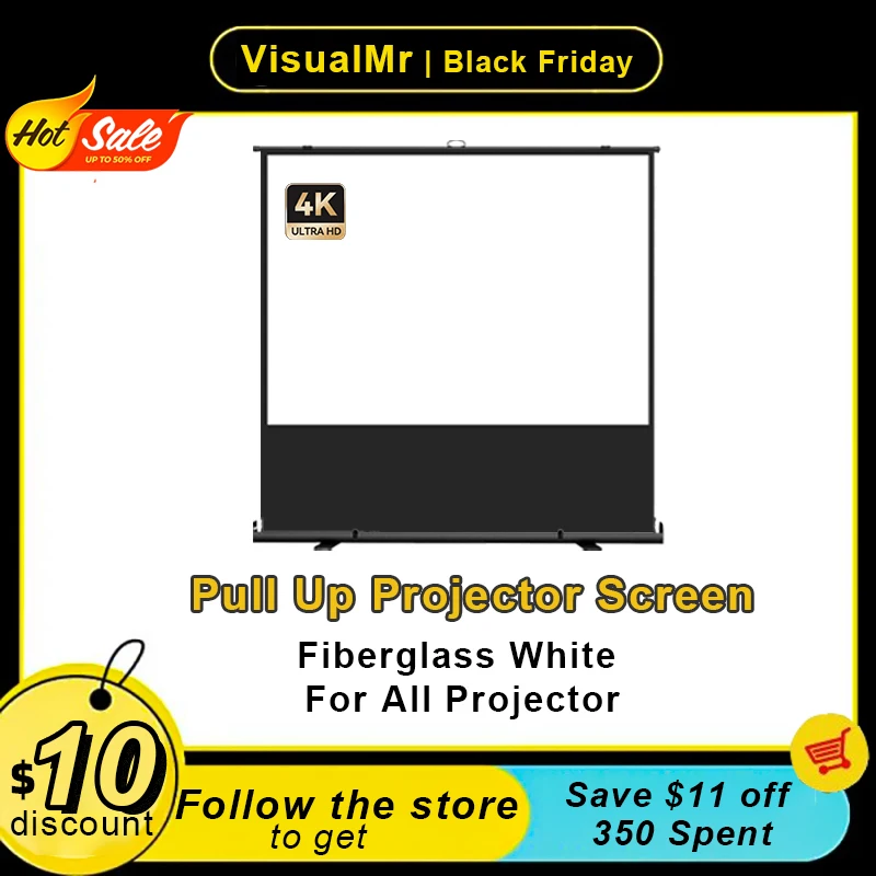 

Portable Projector Screen Pull Up Projection with Stand 16:9 4:3 Full Screen 60-120inch for Home Cinema Outdoor Camping Office
