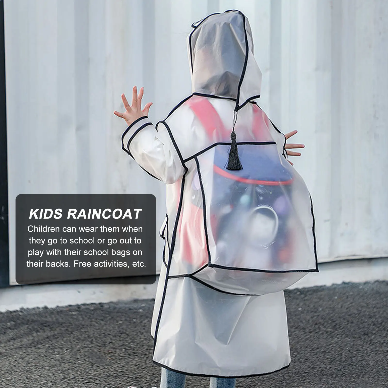 

1Pcs Outdoor Hiking Kids Rain Poncho Eva Waterproof Raincoat Hooded Lightweight Portable Rainwear for Children School Play