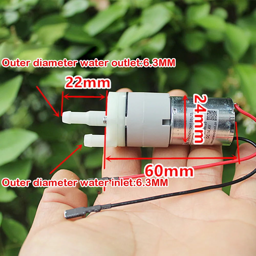 Micro 370 Motor Electric Diaphragm Water Pump DC 12V 14.4V 70MA Carbon Brush Self Priming Diaphragm Micro Water Pump 235ML/Min