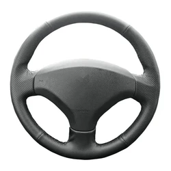 Car Steering Wheel Cover Non-Slip Black Leather Original Steering Wheel Braid For Peugeot 308 Old Peugeot 408 Car Accessories