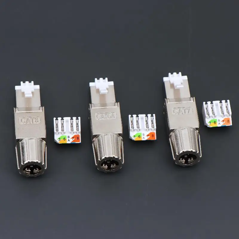 【Y】1Pc Cat7 Cat6A Cat8 RJ45 Connector Tool-Free Zinc Alloy Shielded Ethernet Termination Plugs