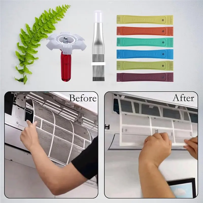 Retail Air Conditioner Fin Comb Cleaner Kit AC Coil Cleaning Brushfin