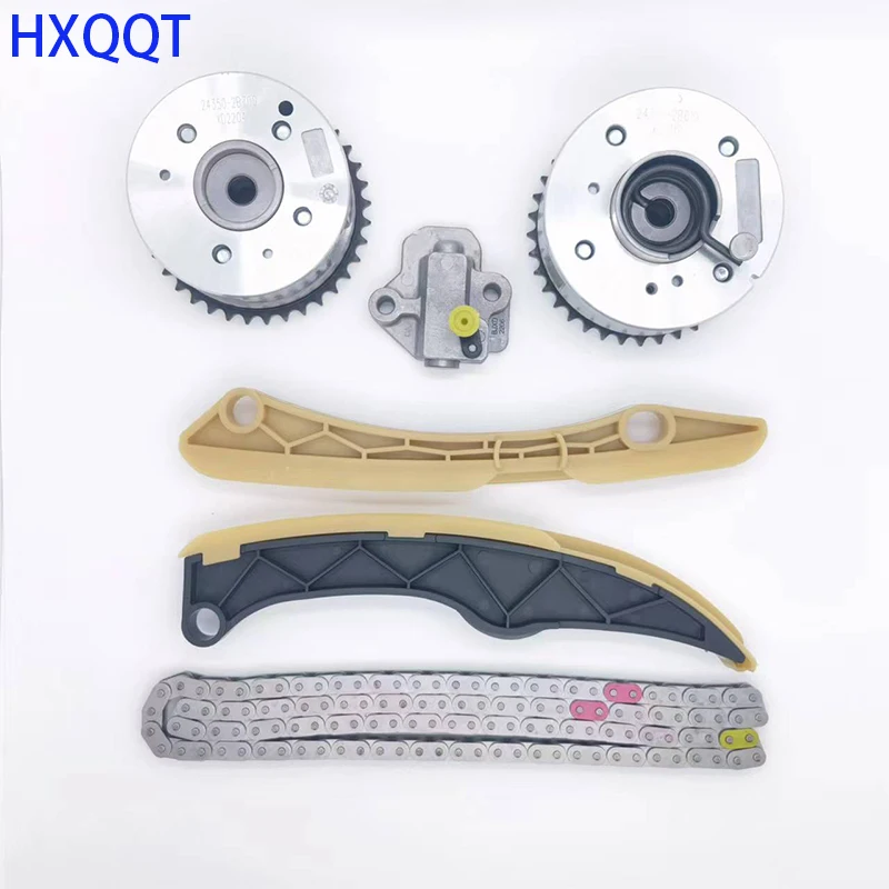 Timing Chain Set Timing Chain Kit + CVVT For Veloster Seltos Accent Elantra GT Kona Optima 1.6T G4FJ CVVT Camshaft Adjusters