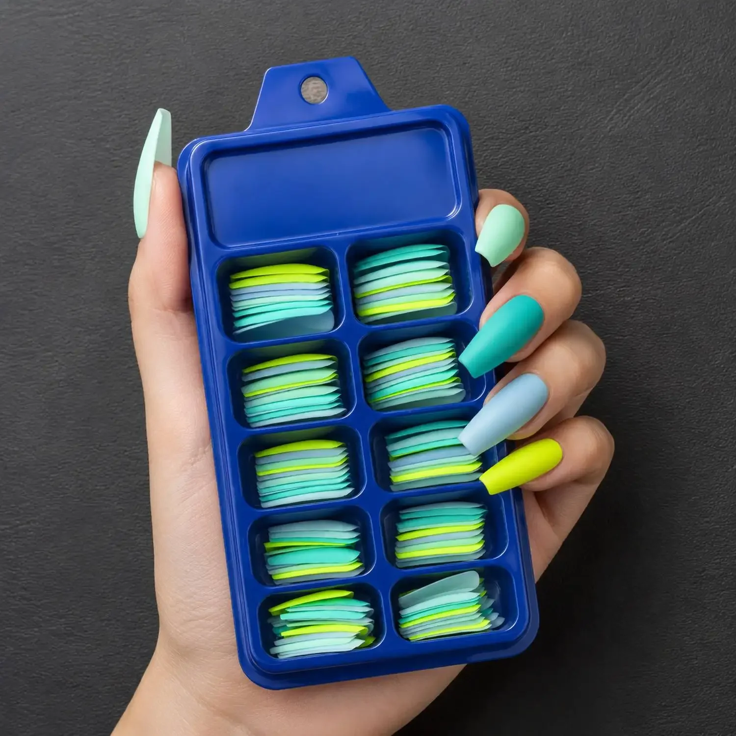 1Box Matte Frosted Finish Long Trapezoid Press On Nail Matte Long Trapezoid Fake Nail Elegant Look Long Trapezoid False Nail