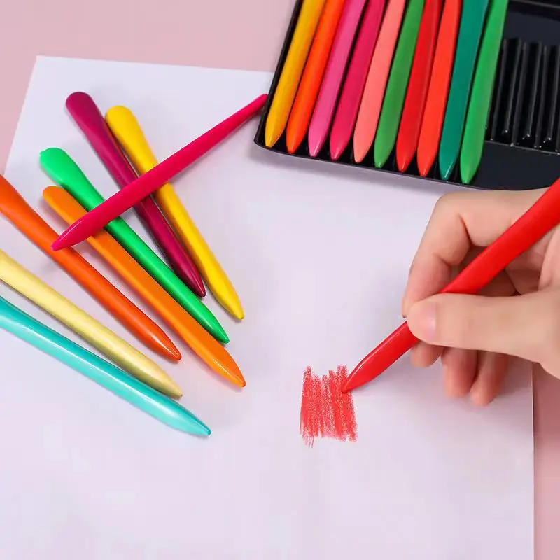 12/24 Colors Plastic Crayons Washable No Mess Crayon Set for Kids Preschool Drawing Coloring Art Supplies School Stationery