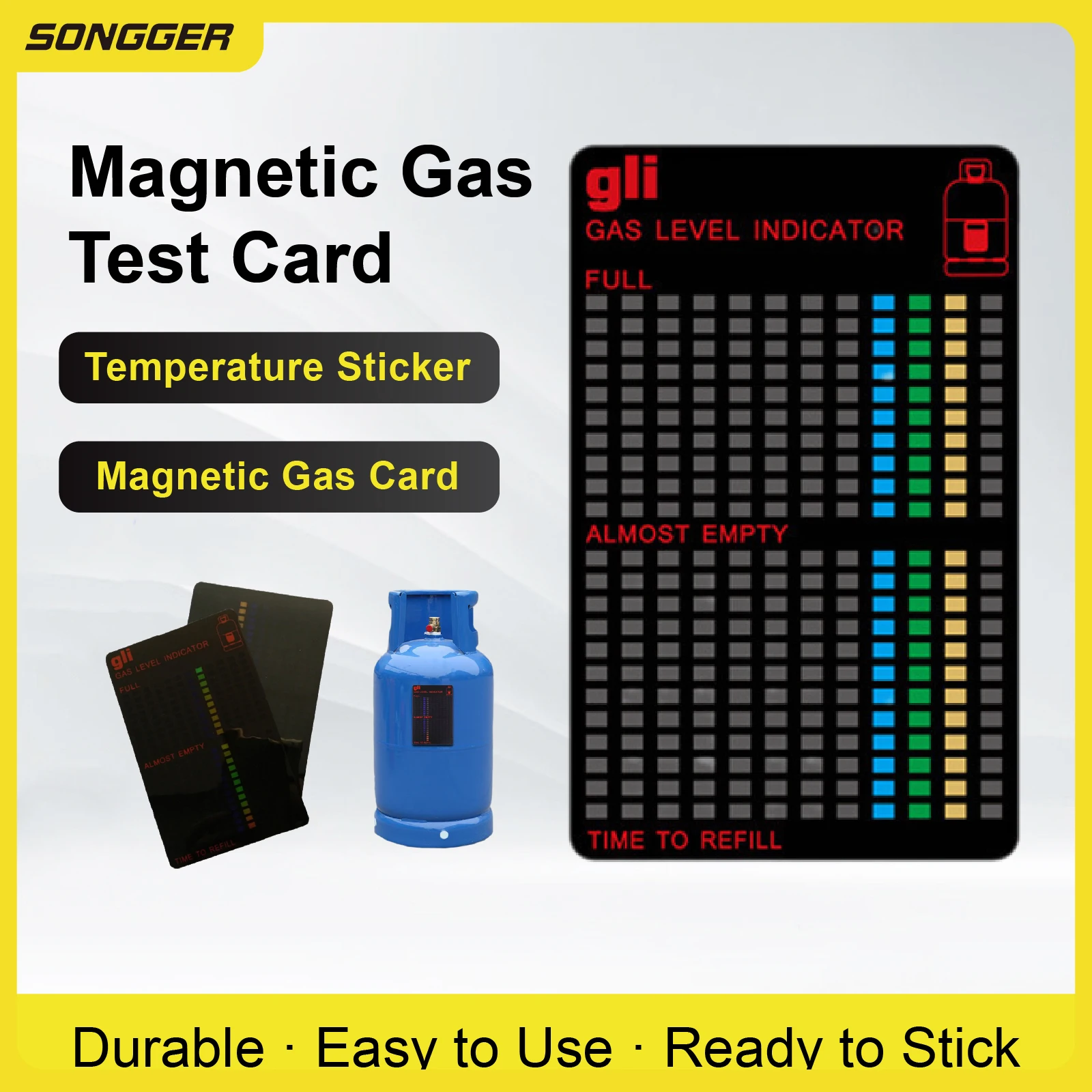 Magnetic Gas Level Indicator for Propane Tank BBQ Butane LPG Bottle Cylinder Reusable Strip Outdoor Camping Gauge