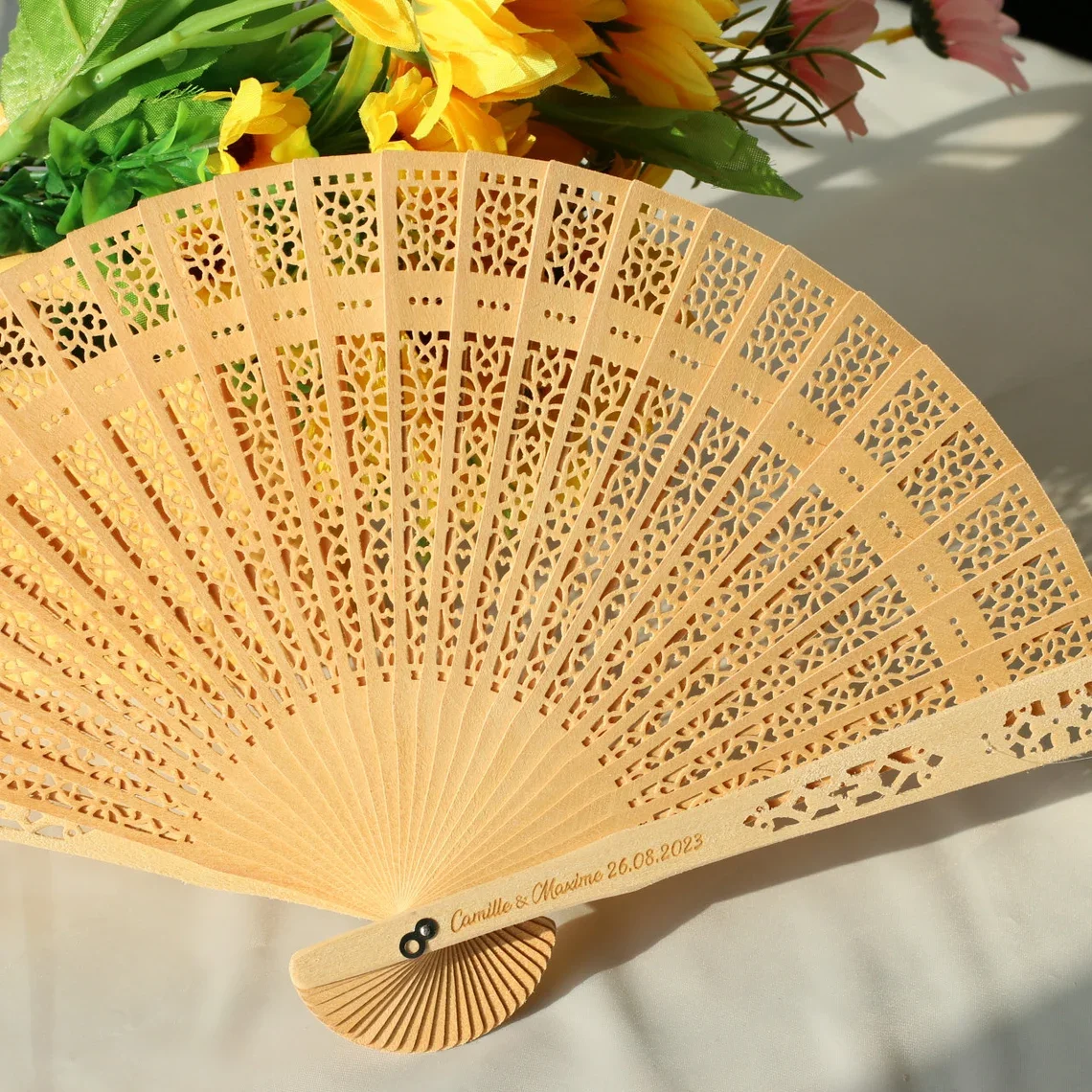 Personalized Wedding Fans, Intricately Carved, Monogram Wedding Fans,Special Event Fans,Beach and Summer,Custom Wedding Fans