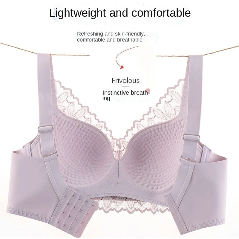 Women's thin bra with big breasts and no rims gather to prevent sagging and support large size slim bra. bras for women