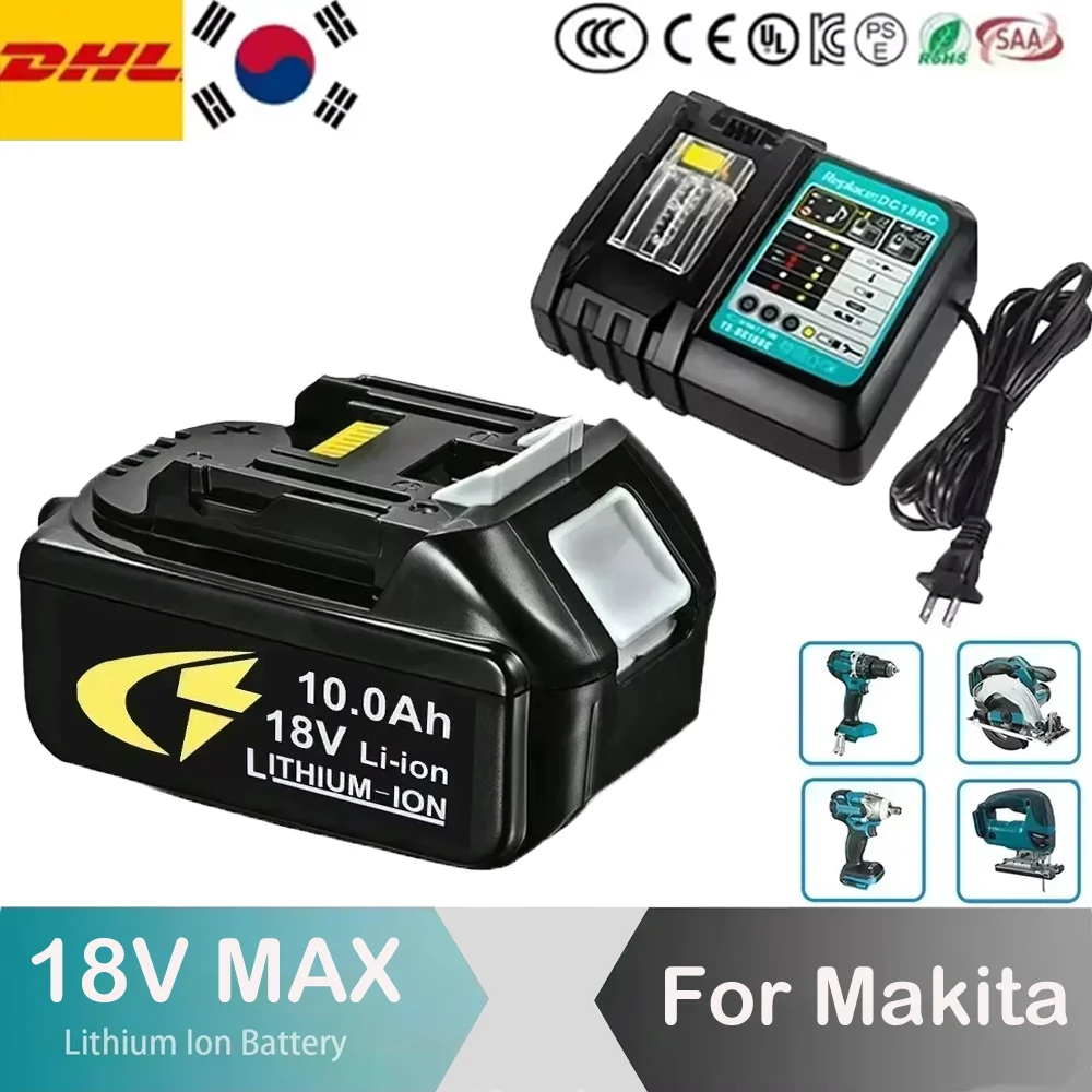 Original Makita 10Ah for Makita 18V Battery BL1860 BL1830B BL1840 BL1850B BL1850 BL1815 Replacement Lithium Battery