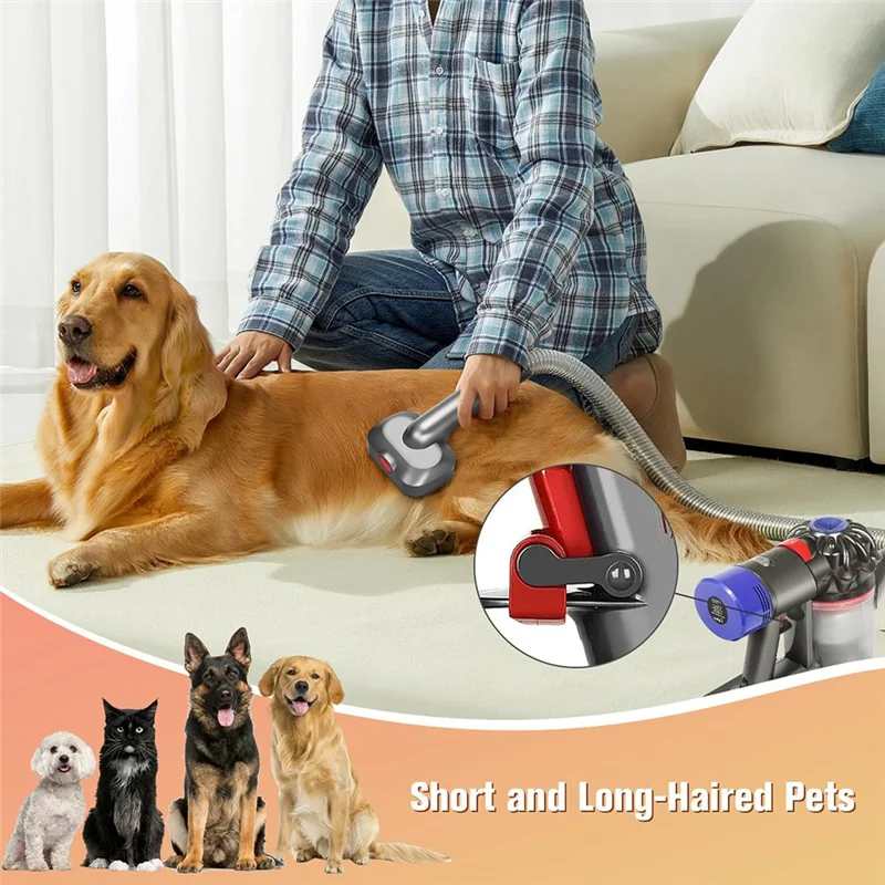 

L73A 2025-2-In-1 Dog Hair Vacuum Brush For Grooming & Shedding For Dyson Gen5, V15, V12, V11, V10, V8, V7 Removes Loose Hair