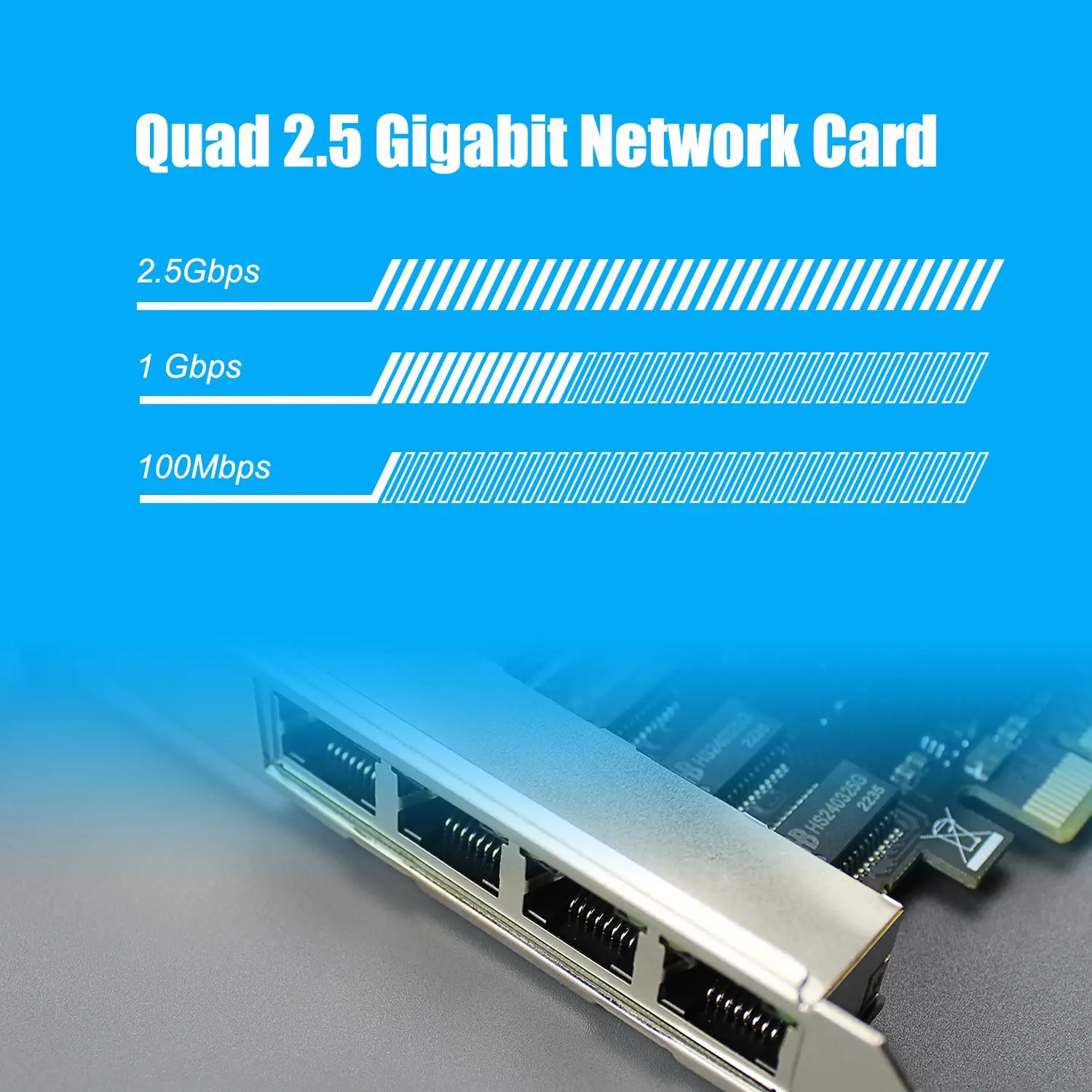 4-Port 2.5 Gigabit PCIe Ethernet Network Card, 4 x RTL8125BG Chip, 4 x RJ45 LAN Port, PCIe X4 Installation