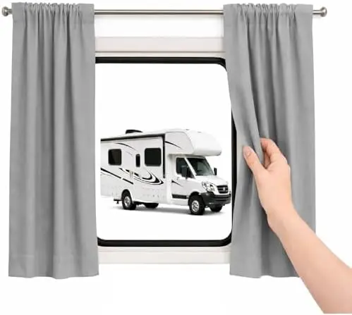 

RV Window Curtains - Blackout, Thermal Insulated Privacy Curtains for Camper, Trailer, Van - Easy Install