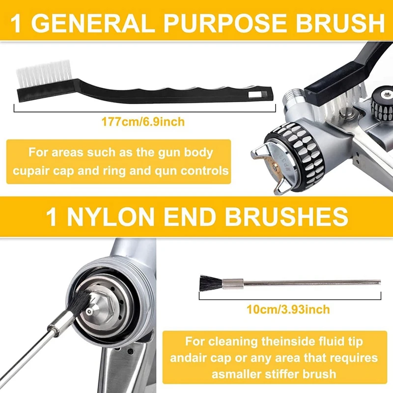 B08B-Kit di pulizia spray 17 pezzi Strumento multiuso per la pulizia dei pennelli con pistola per vernice con mini spazzole e aghi in nylon