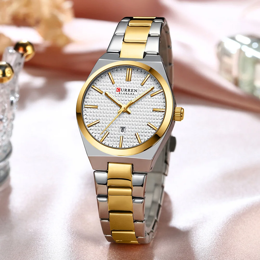 CURREN Brand Fashion Luxury Women Quartz Watch Round Small Dial Stainless Steel Strap Girl  Wristwatch