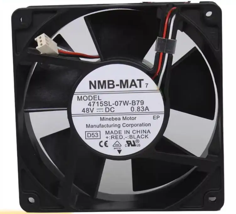 

NMB 4715SL-07W-B79 DC 48V 0.83A 120x120x38mm 3-Wire Server Cooling Fan