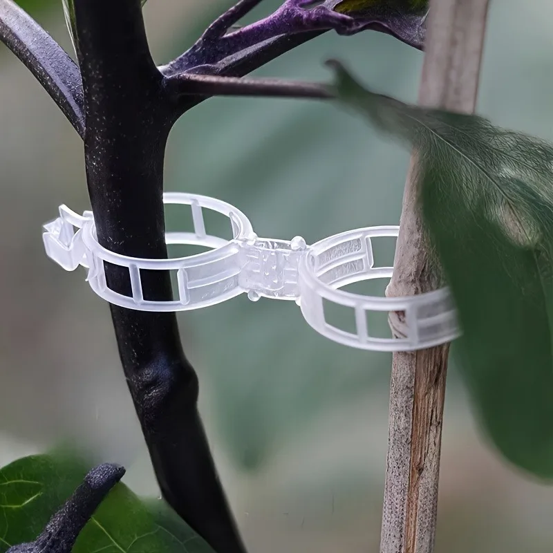 100-500Pcs PP Plastic Plant Support Clips Reusable Vine Fixing Buckles for Tomato Cucumber Pepper Eggplant Grape Home Garden Use