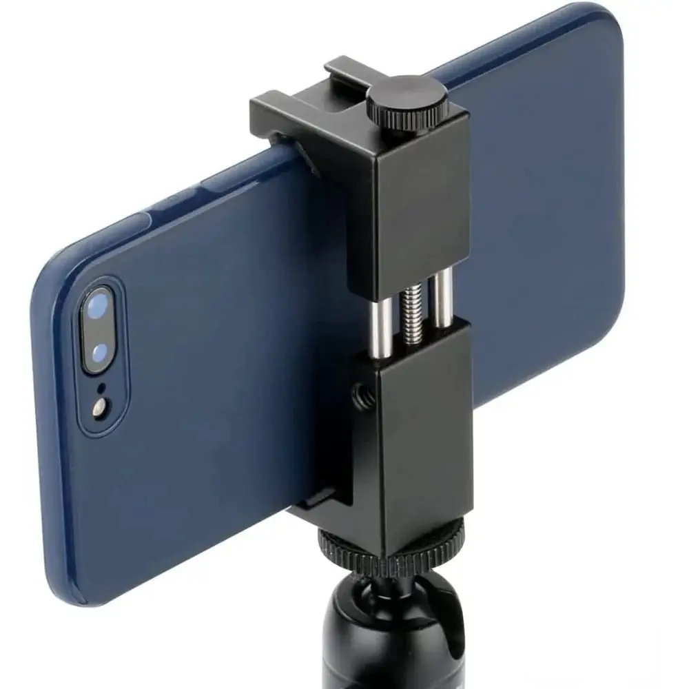 Easy Installation Aluminum Alloy Phone Clamp Adjustable Universal Cold Shoe Mount 360 Rotation Smartphone Clip Photography
