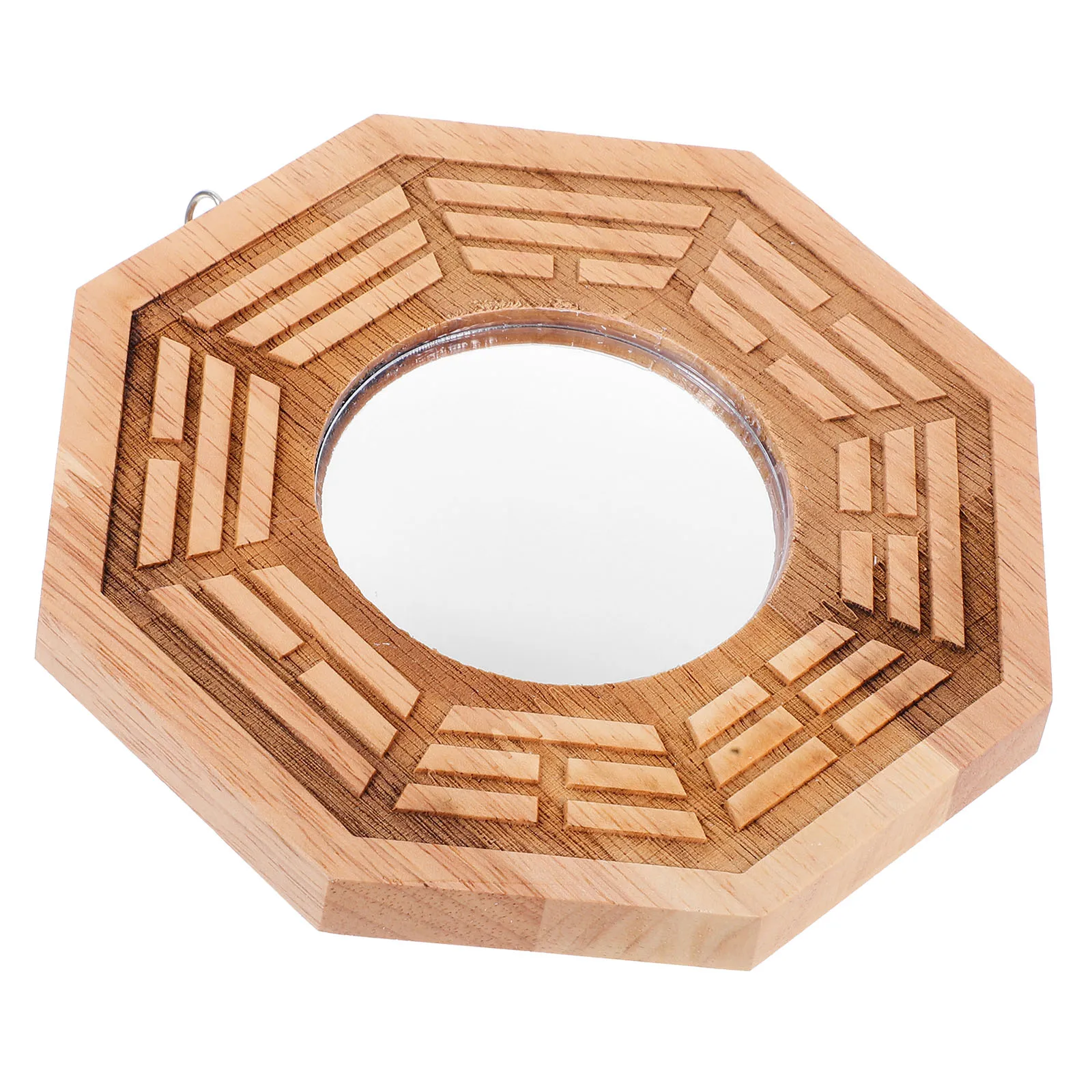 

Chinese Traditional Bagua Convex Mirror Wooden Feng Shui Wall Hanging Decoration Vintage Mirror for Living Room Entryway Good