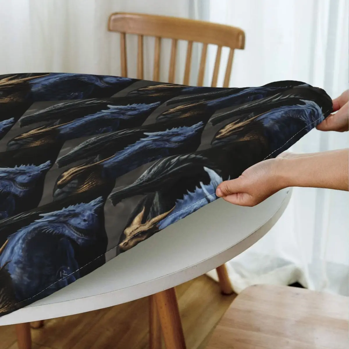 Fourth Wing Dragon Waterproof Round Tablecloth Oilproof Table Cloth for Kitchen Events Dining Table Cover