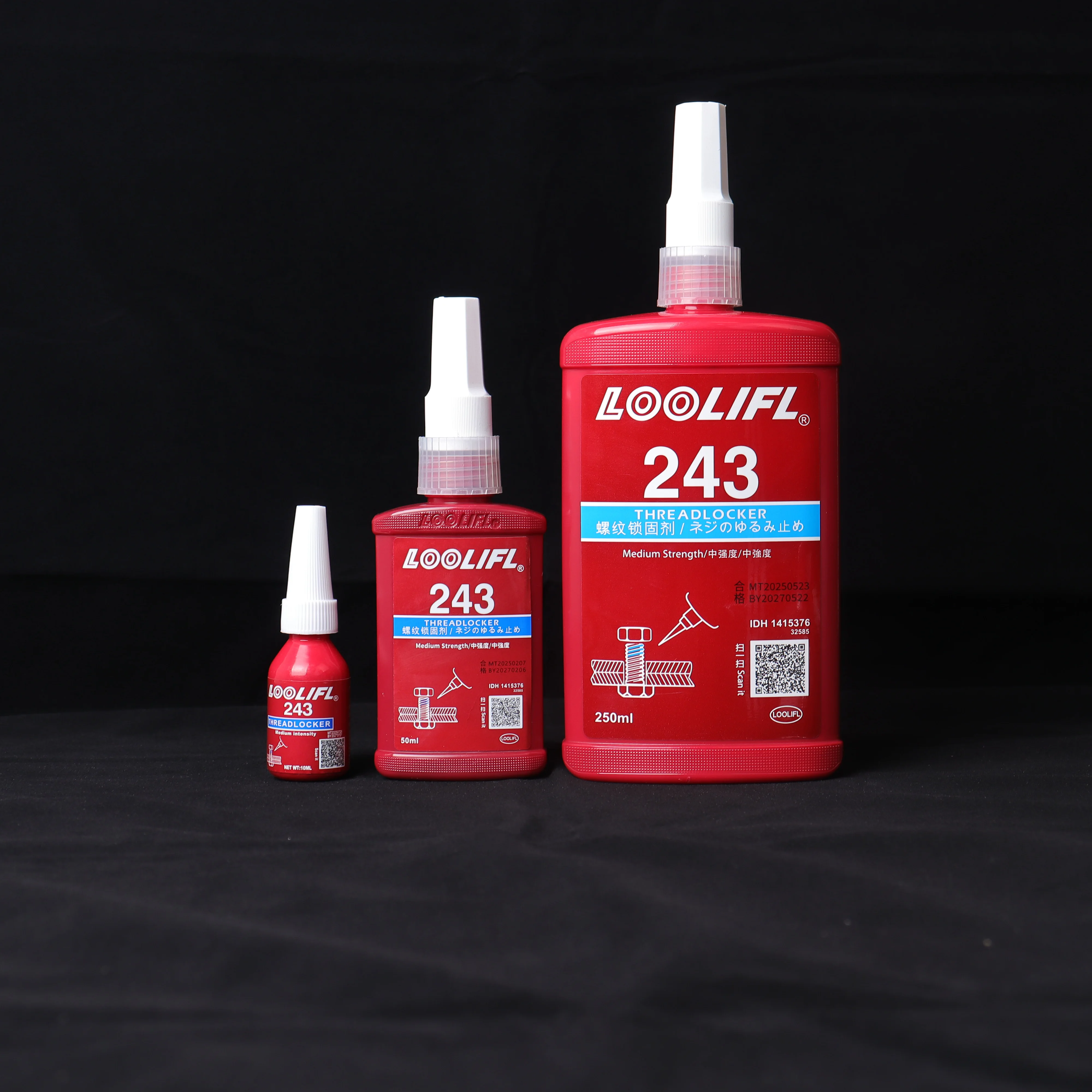 243 detachable thread glue is suitable for nuts, bolts, fasteners with medium strength to prevent loosening and corrosion