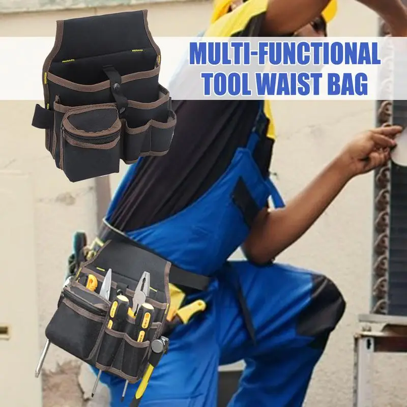 

Tool Pouch Tool Waist Bag Multi-pocket Waterproof Belt Storage For Hardware Gardeners Carpenters Electricians Screwdrivers Tape
