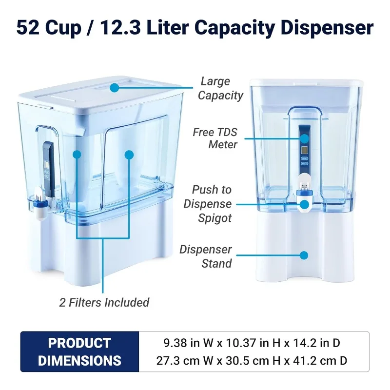 52-Cup Ready-Read 5-Stage Water Filter Dispenser  – IAPMO Certified to Reduce Lead, Chromium, and PFOA/PFOS