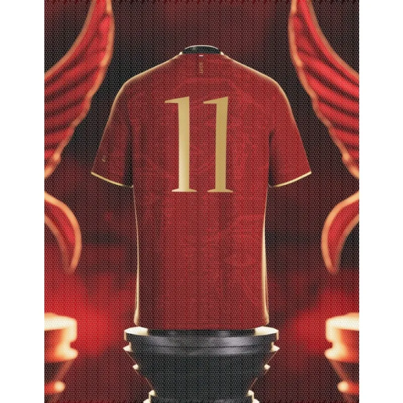 New Jersey, Sports Short Sleeved, Egyptian King's Wine Red Dark Stripe Gold Border No.11 Commemorative Concept Football Jersey