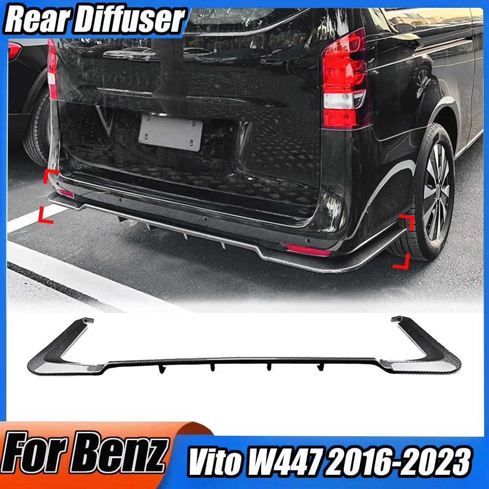 For Mercedes Benz Vito W447 2016-23 Rear Lower Lip Diffuser Spoiler Canard Deflector Rear package corner Guard Car Accessories