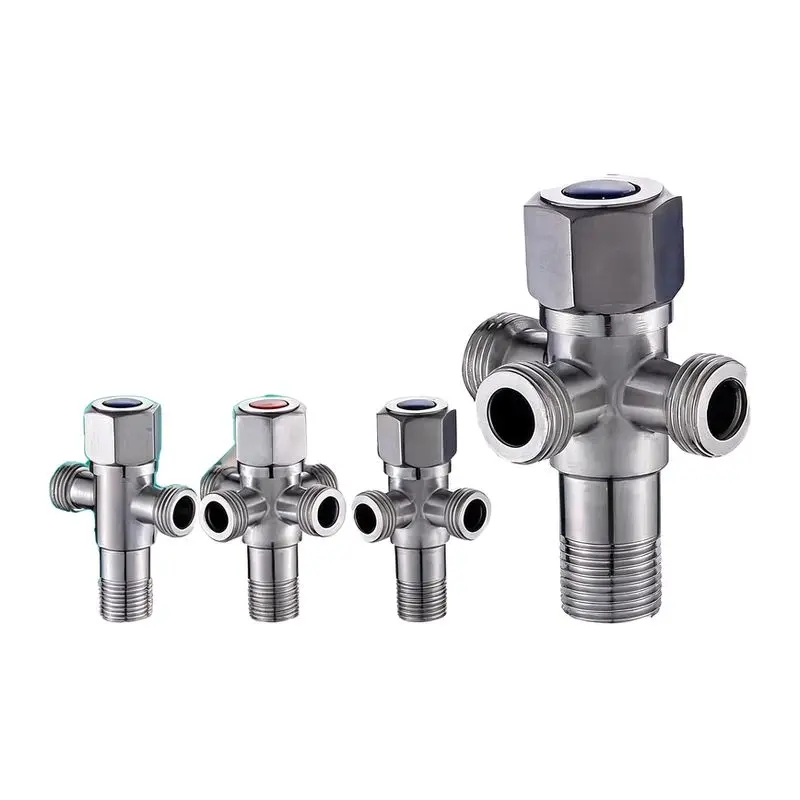 **Brushed Stainless Steel Angle Valve with Copper Core, 90° One in Two Out Shut-off Valve for Toilet Water Heater**