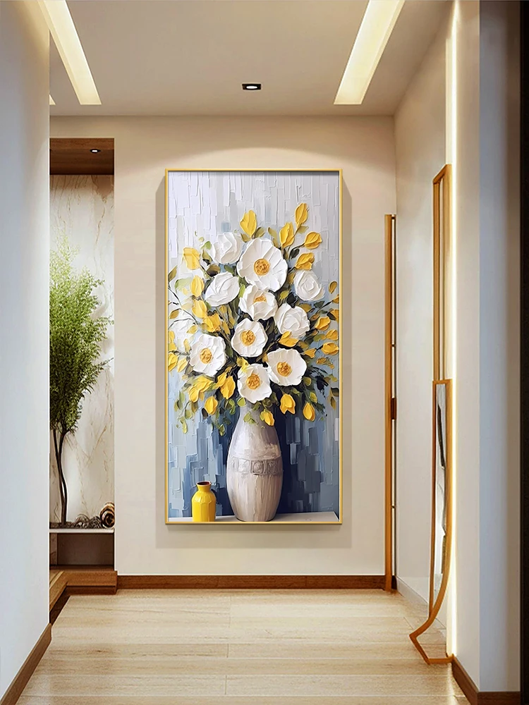 Entrance decoration painting, high-quality creamy style, texture , corridor aisle mural, living room hanging