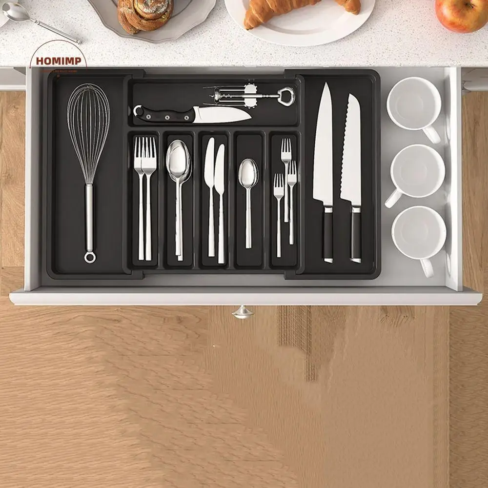 

Multipurpose Plastic Expandable Utensil Tray Large Capacity Waterproof Cutlery Storage Tray Adjustable Utensil Tray Set for Home