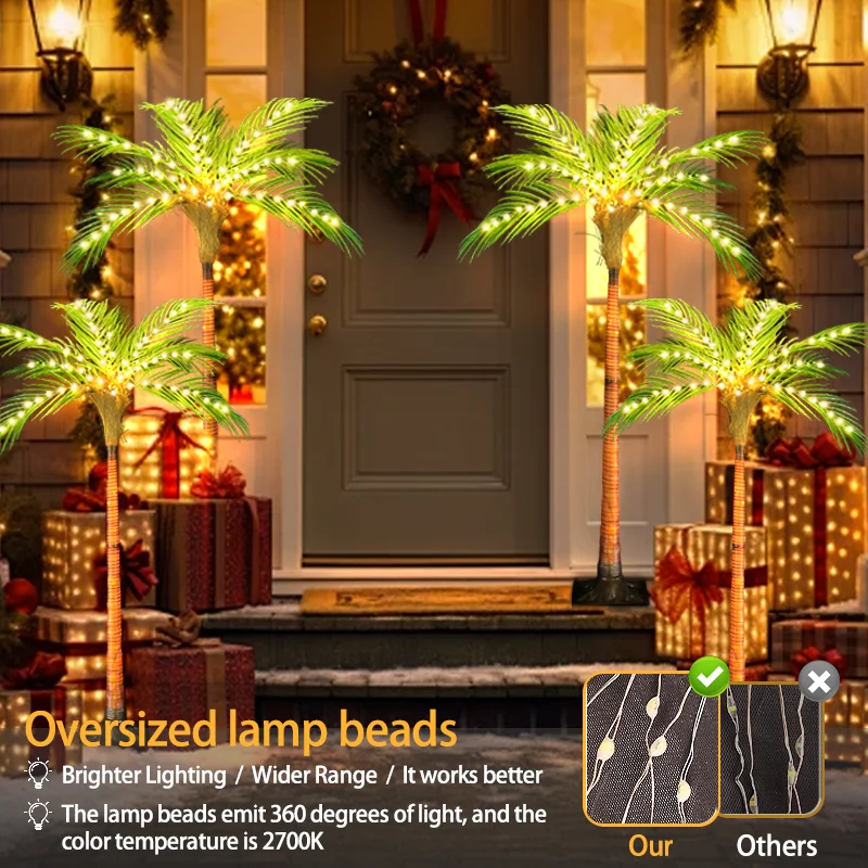

4.6ft Artificial Palm Tree Light with Remote Control for Indoor Home Decor, Pool, Garden Decor, 110 LED Lights Decoration