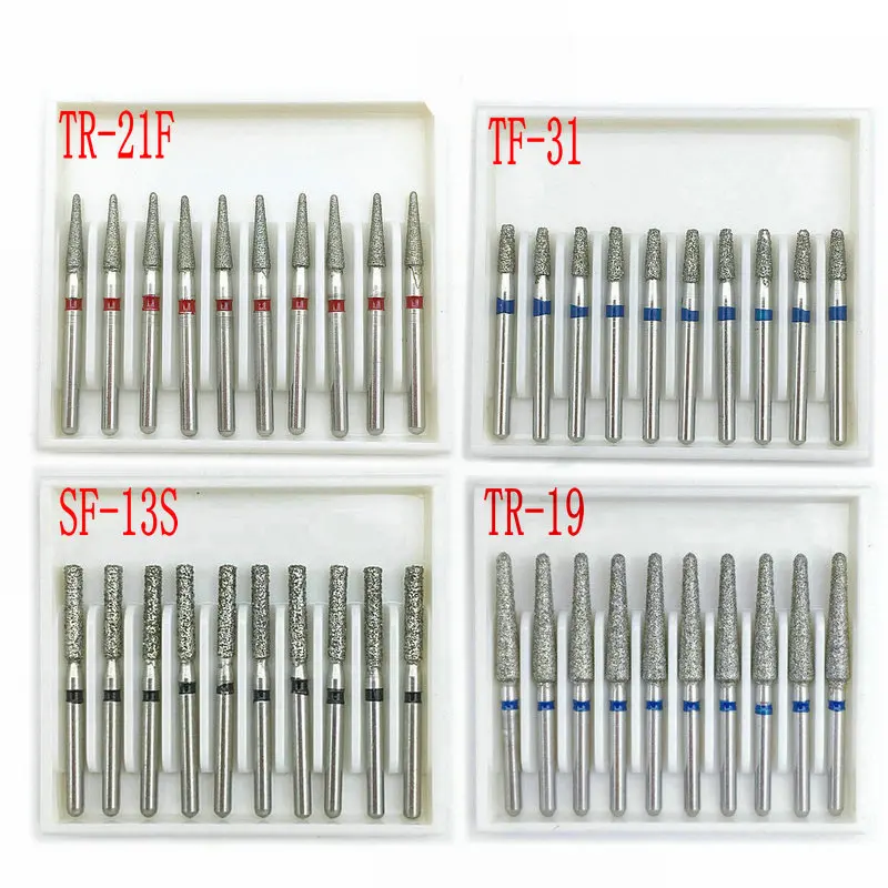 FG 1.6mm Shank Dental Diamond Burs Drill FG Diamond High Speed Handpiece Burs Dentist Tools 10pcs/box