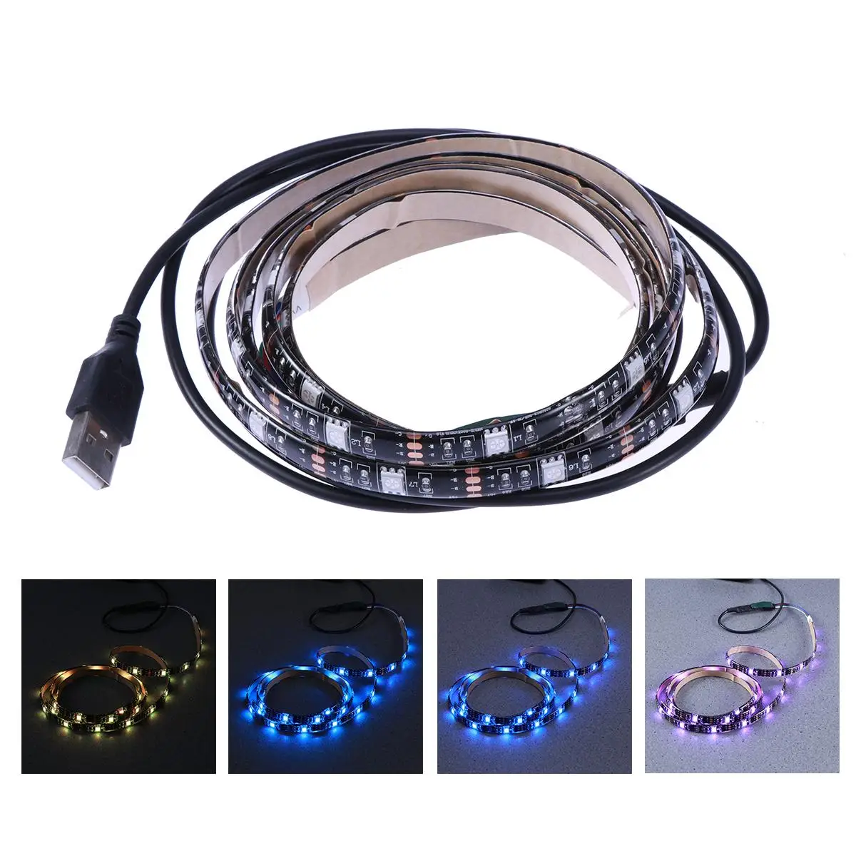 1.5m 5050 SMD Rope Light Waterproof RGB Flexible LED Strip Light with Manual Control USB Cable for Closet Outdoor Lighting